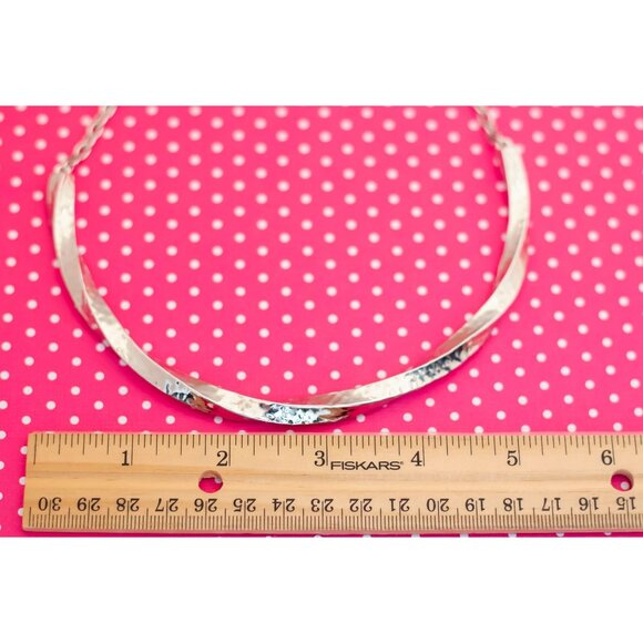 Vintage Silver Twist Bib Necklace 20 inch - P23 - Picture 3 of 3